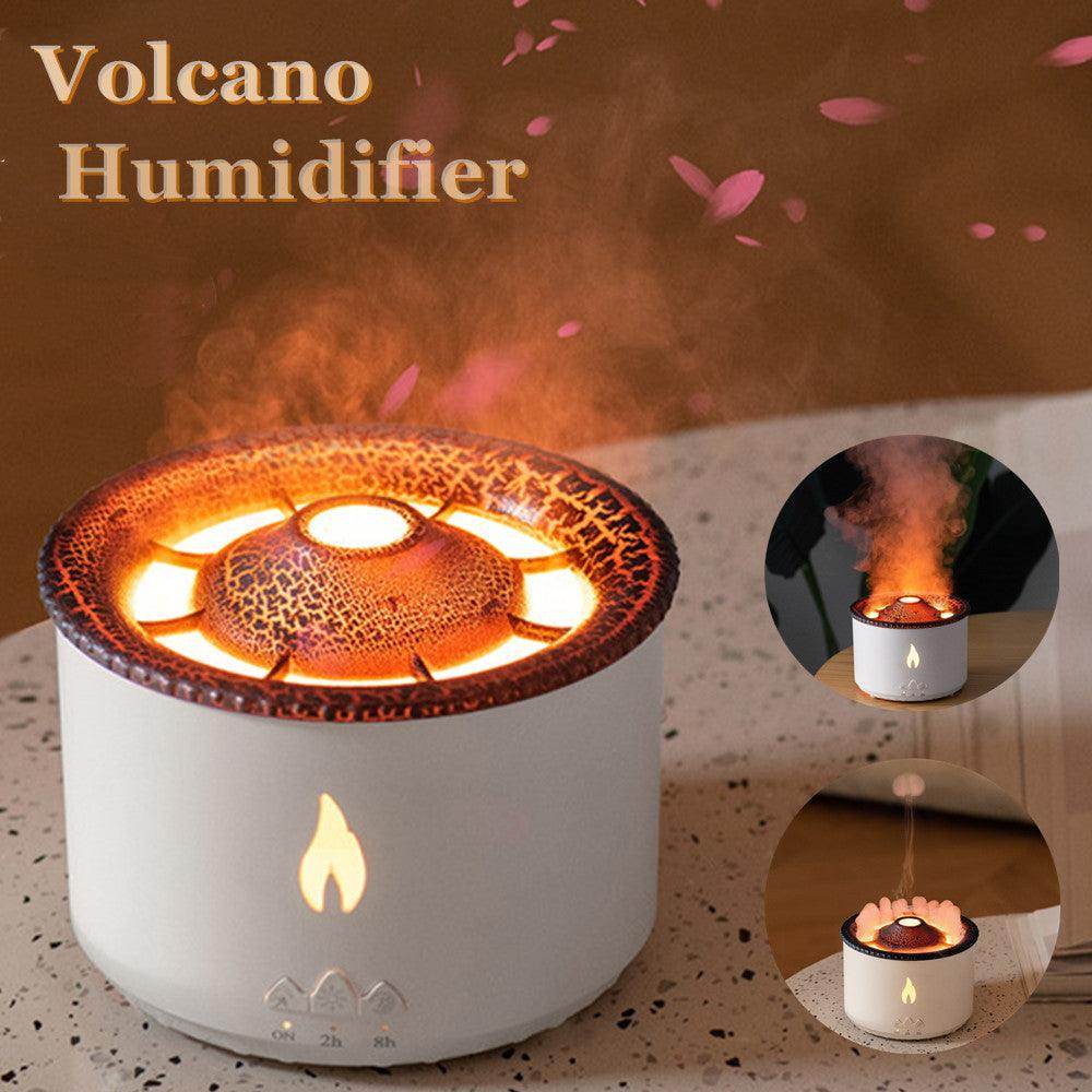 Ultrasonic Essential Oil Diffuser with Flame & Volcano Effect - Remote Control, 2 Mist Modes, 2 Timer Settings, Auto Shut-Off - Aromatherapy Air Humidifier for Home, Office, Spa