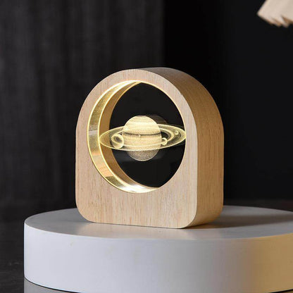 Crystal Ball Night Lamp with Wooden Frame, USB Powered System, 3D LED Sphere for Home and Office Décor