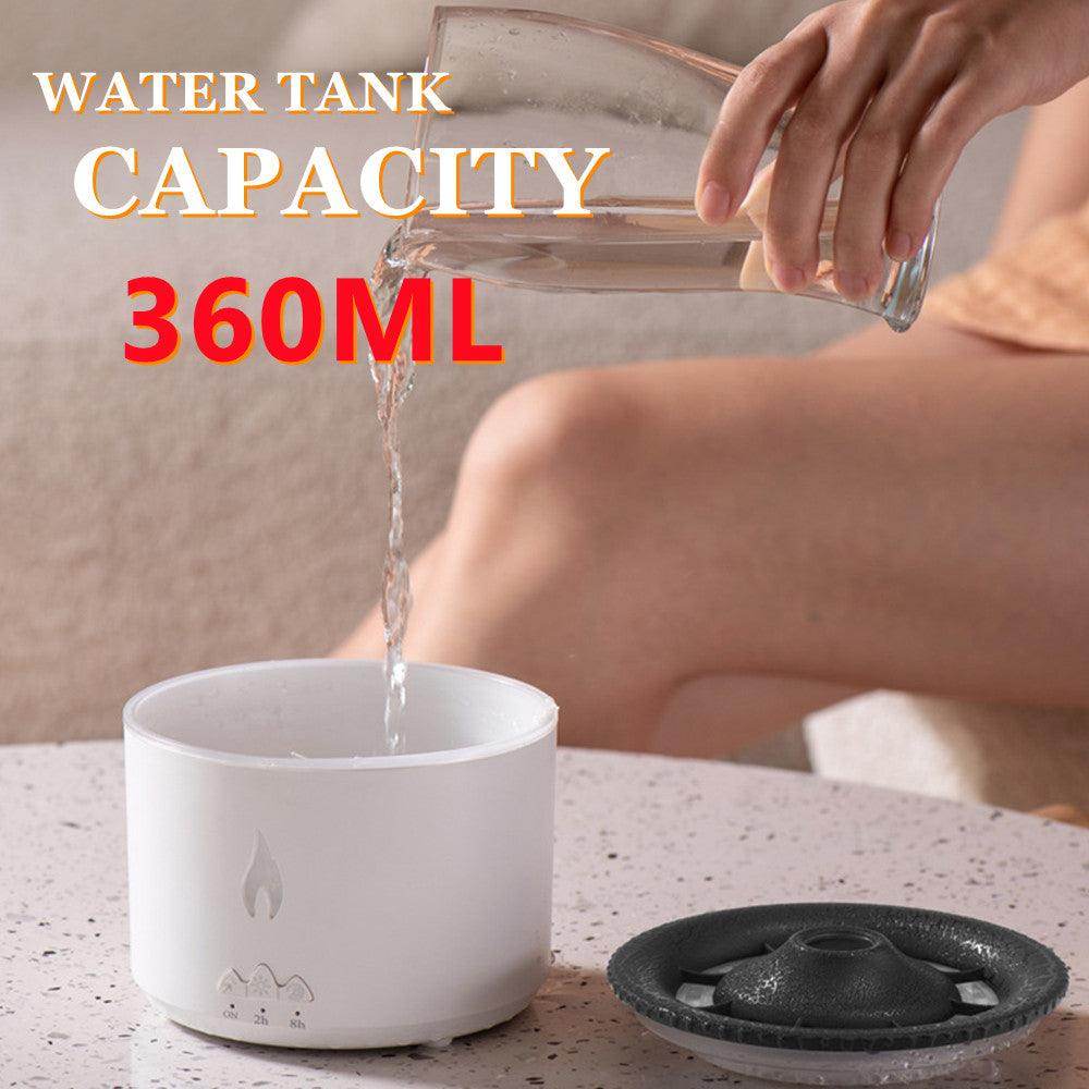 Ultrasonic Essential Oil Diffuser with Flame & Volcano Effect - Remote Control, 2 Mist Modes, 2 Timer Settings, Auto Shut-Off - Aromatherapy Air Humidifier for Home, Office, Spa