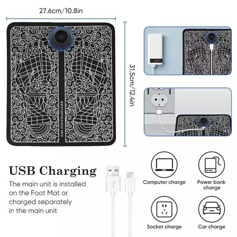 EMS Foot Massager | Portable Muscle Relaxation Mat for Pain Relief and Circulation Boost