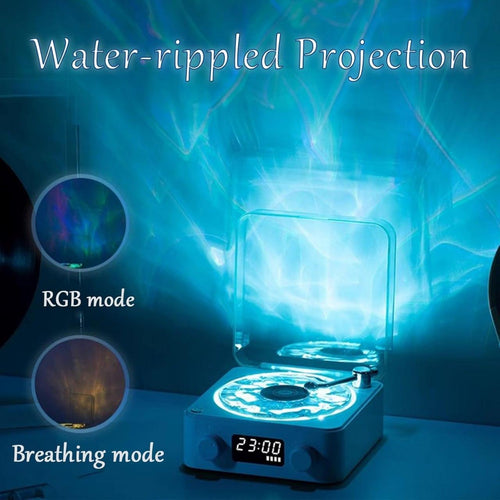 GARDINO Retro-style Wireless waves vinyl Bluetooth Speaker for Sea White Noise with Bedroom Clock & Ambience Light, A Great Gift Suited for Computer Desktop