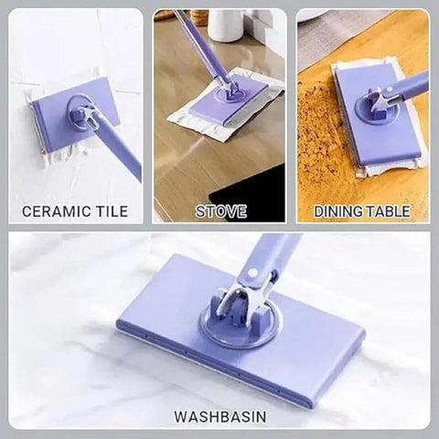 Flat Mop with Push Pull Cloth Changing Handle for Kitchen Bathroom and Tabletop Automatic Floor Cleaner with Changing Cloth