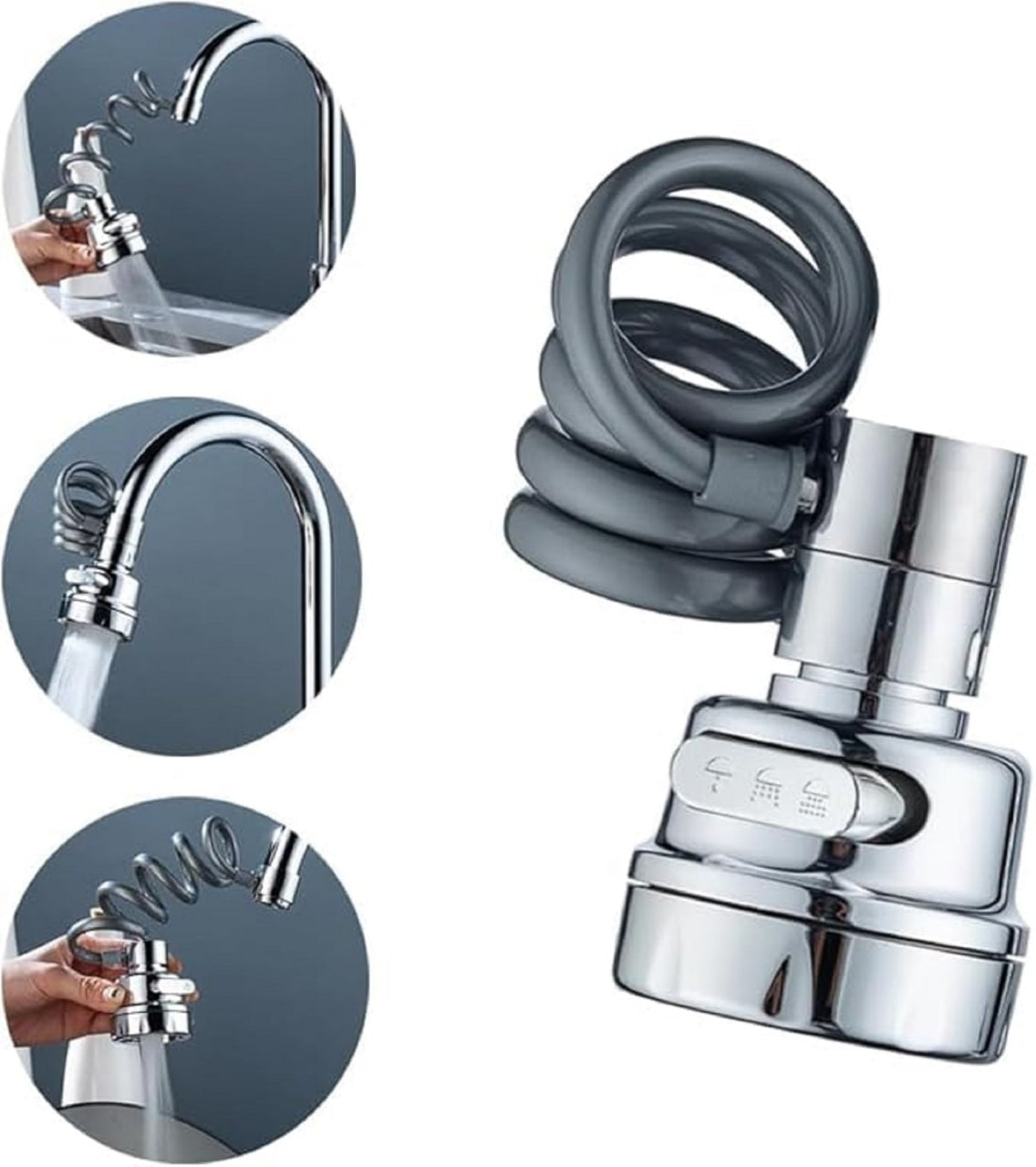 Kitchen Sink Sprayer, Sink Sprayer Attachment for Faucet, Faucet Sprayer Attachment, Faucet Extender Aerator with Stretchable Hose, Kitchen Water Saving Sink Sprayer, 3 Water Outlet Modes