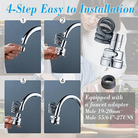 Kitchen Sink Sprayer, Sink Sprayer Attachment for Faucet, Faucet Sprayer Attachment, Faucet Extender Aerator with Stretchable Hose, Kitchen Water Saving Sink Sprayer, 3 Water Outlet Modes