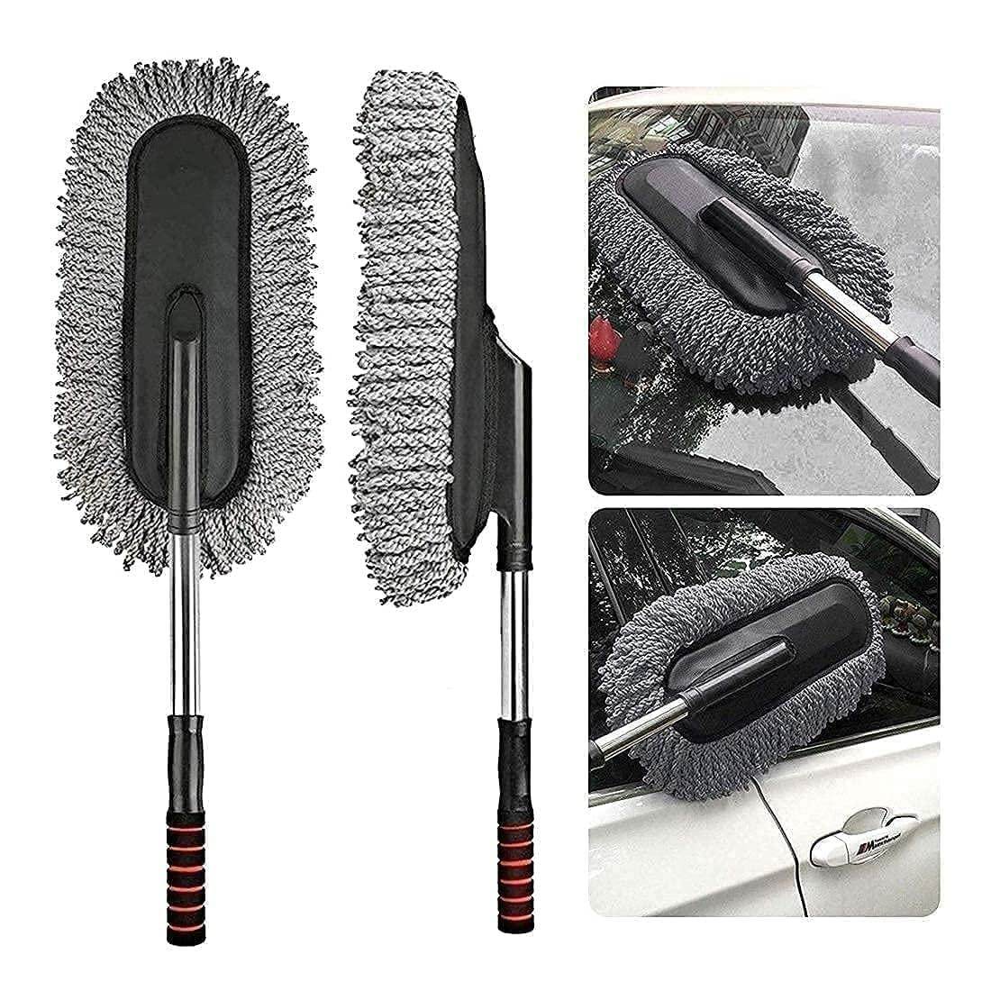 Microfiber Car Cleaning Soft Brush Ideal as Mop Duster, Washing Brush with Long Handle, Dust Cleaner Car Wash Brush with Handle, Soft Brush Scratch Free.