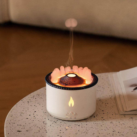 Ultrasonic Essential Oil Diffuser with Flame & Volcano Effect - Remote Control, 2 Mist Modes, 2 Timer Settings, Auto Shut-Off - Aromatherapy Air Humidifier for Home, Office, Spa
