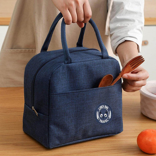 Gardino Insulated Travel Lunch/Tiffin/Storage Bag for Office, College & School (Blue) (Cotton)