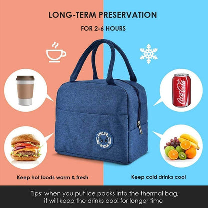 Gardino Insulated Travel Lunch/Tiffin/Storage Bag for Office, College & School (Blue) (Cotton)
