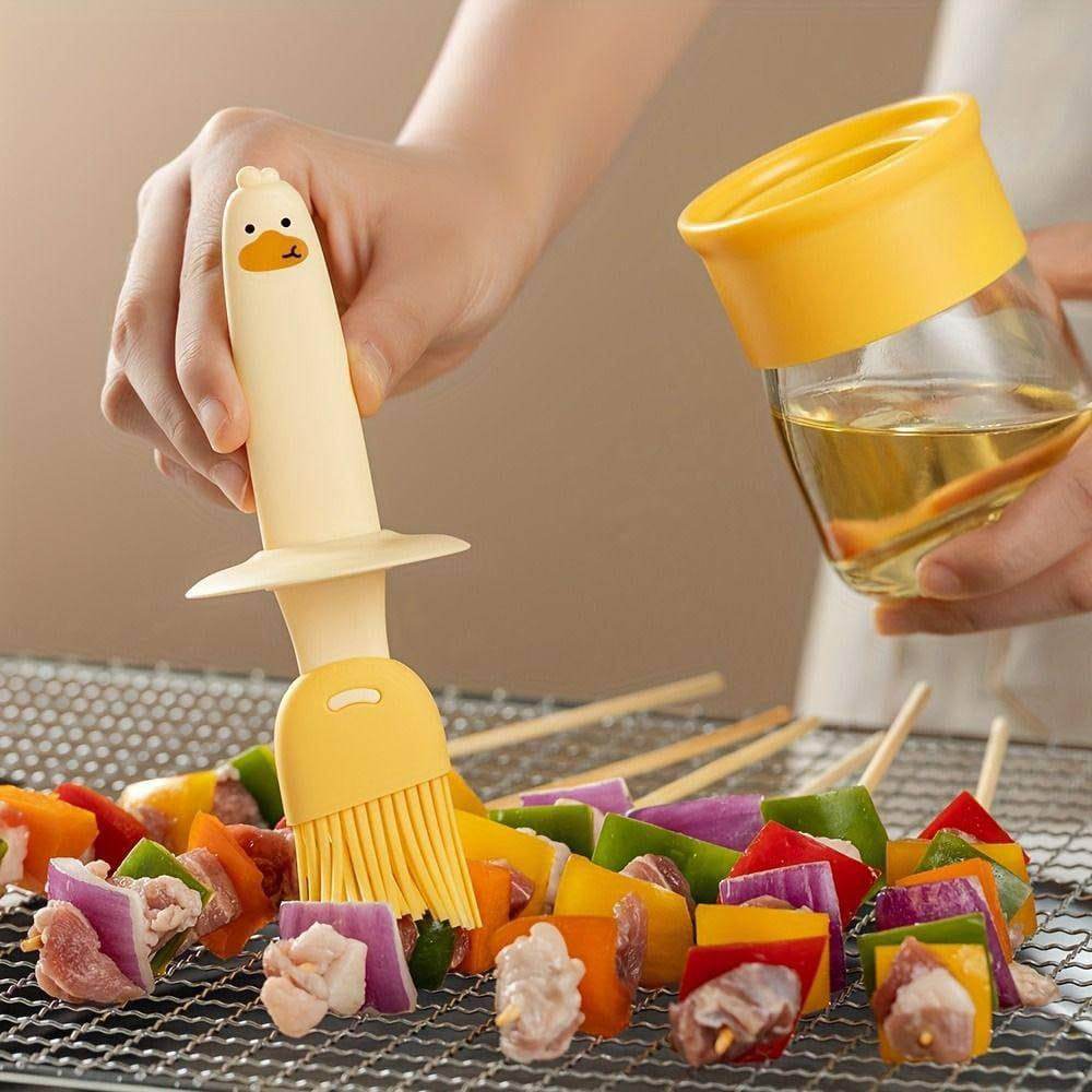 Gardino 2 IN 1 Oil Dispenser Bottle with Silicone Basting Brush for Cooking Vinegar Sauce BBQ Grill Frying Baking,Air Fryer,Glass Olive Oil Dispenser for Kitchen.