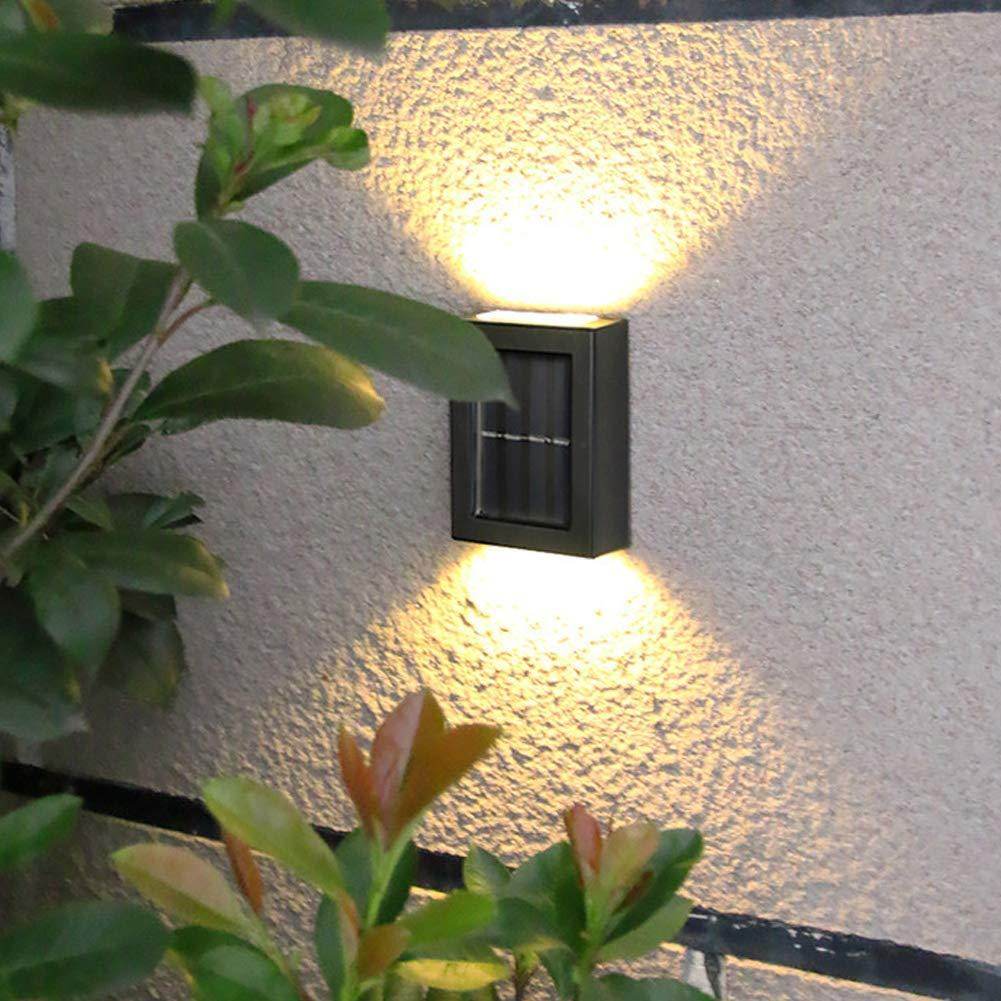 Solar Solar Wall Light Exterior Porch Lights Fence Fixture Deck Patio Decor Water Resistant Modern Sconce for Outdoor Backyard Garden (Pack of 1)