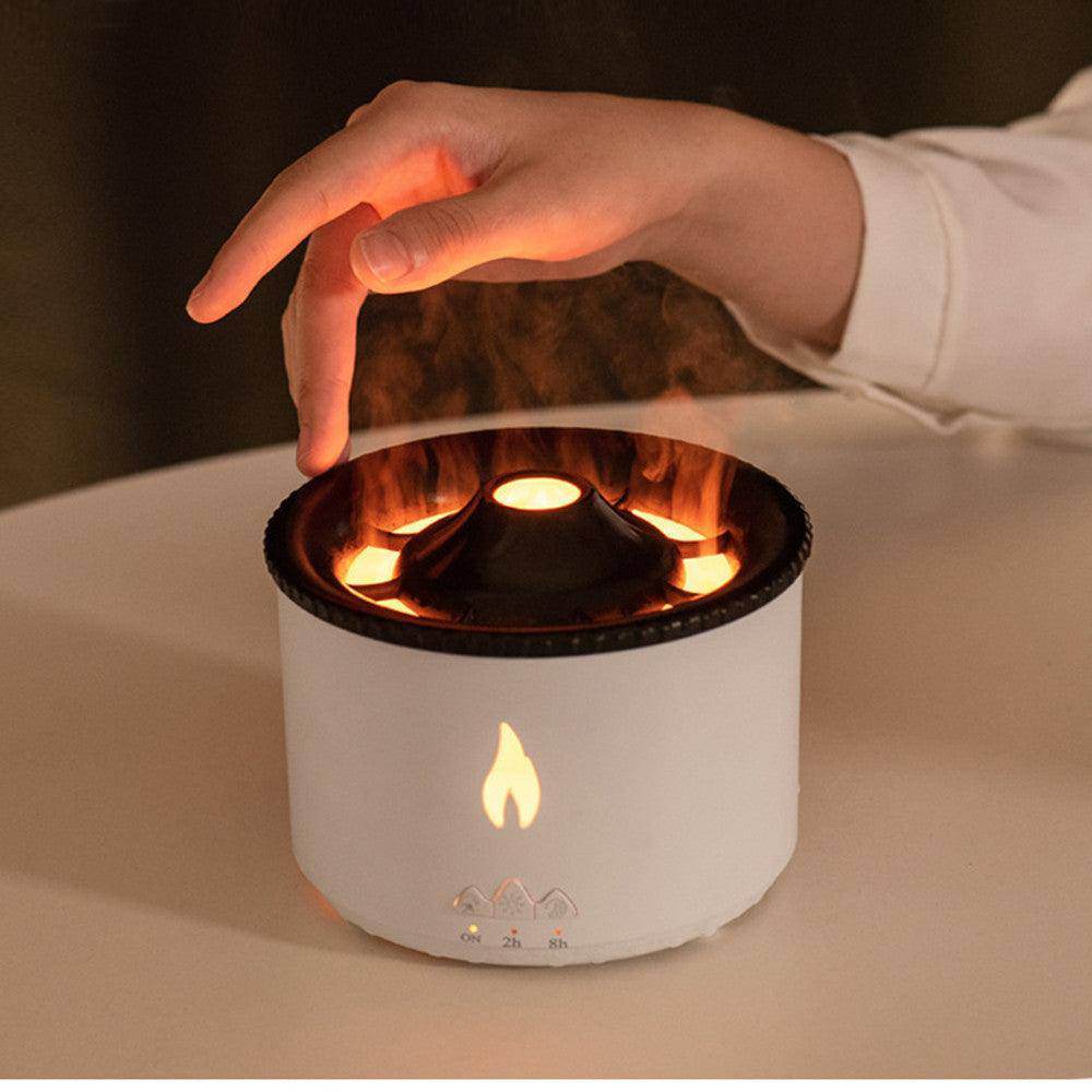 Ultrasonic Essential Oil Diffuser with Flame & Volcano Effect - Remote Control, 2 Mist Modes, 2 Timer Settings, Auto Shut-Off - Aromatherapy Air Humidifier for Home, Office, Spa