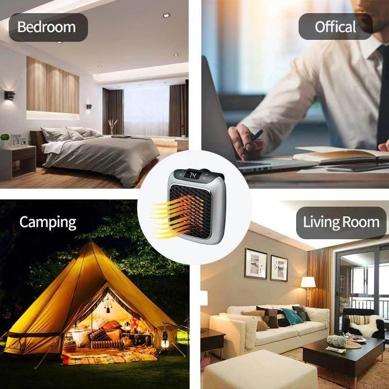 Handy Heater Turbo 800 Watts Outlet Small Space Heater with Adjustable Thermostat, Programmable 12-Hour Timer, Auto Shut Off - Quiet & Space-Saving Mini Heater