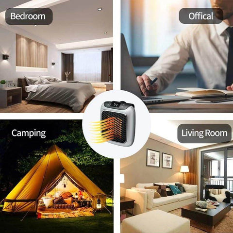 Handy Heater Turbo 800 Watts Outlet Small Space Heater with Adjustable Thermostat, Programmable 12-Hour Timer, Auto Shut Off - Quiet & Space-Saving Mini Heater