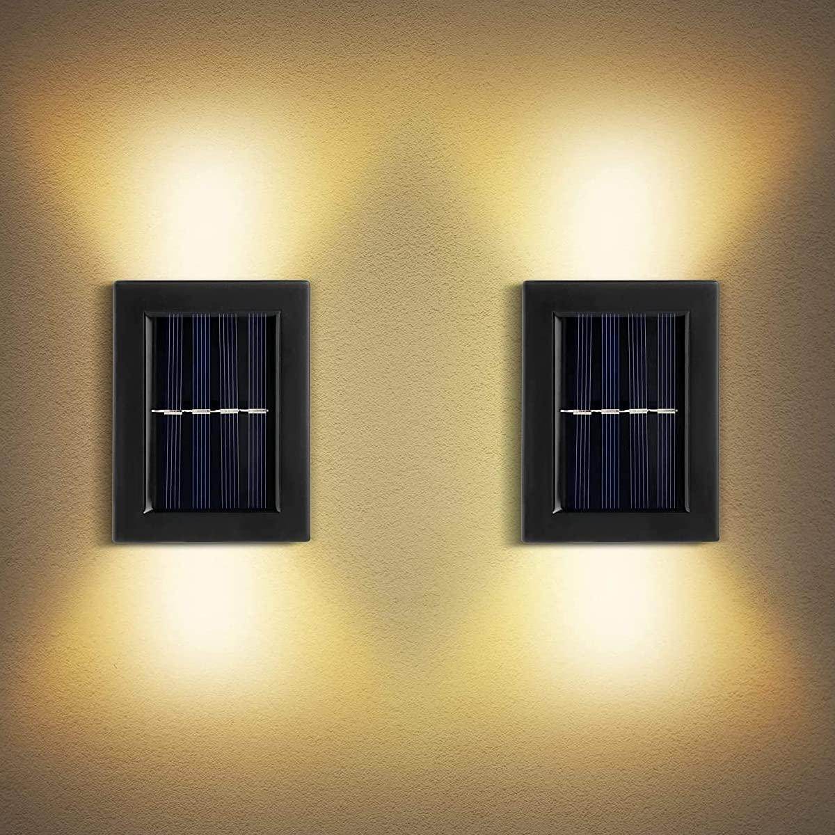 Solar Solar Wall Light Exterior Porch Lights Fence Fixture Deck Patio Decor Water Resistant Modern Sconce for Outdoor Backyard Garden (Pack of 1)