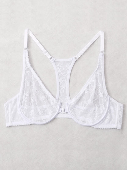 Bra For Womens Front Button Lace Bra Underwire Underwear Elegant Embroidery Beautiful Back Plus Size Lingeire BH Top