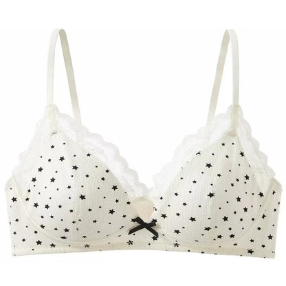 Women Wireless Bra Set Soft Support Push Up For Small Breast Anti Sag Anti Spill Sweet Girl Style Seamless Brassiere Lingerie