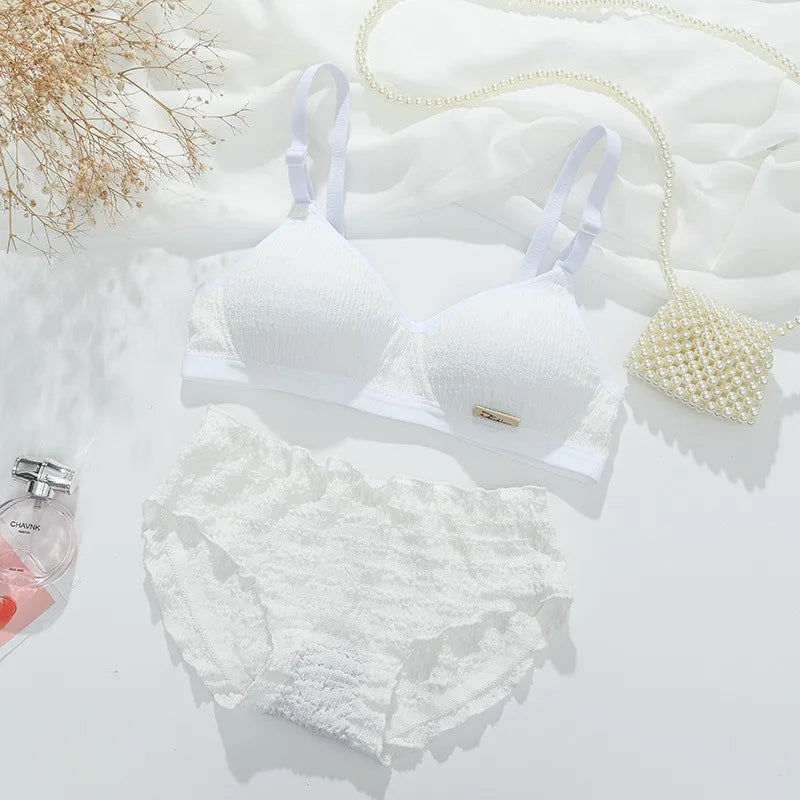 Women Bra Set Sport Lingerie Non-Wire Bralette Top Sexy Low Waist Panties Female Seamless Underwear Set Sleep Intimates