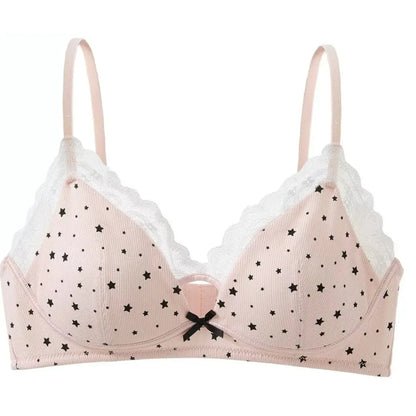 Women Wireless Bra Set Soft Support Push Up For Small Breast Anti Sag Anti Spill Sweet Girl Style Seamless Brassiere Lingerie
