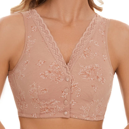 Bra Cotton Women Wire Free Bras Front Closure Brassiere Female Confortable Underwear Big Size 52BC 50BC Cup