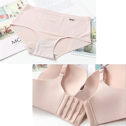 ZXYOUPING Wireless Ice Silk No Steel Ring Seamless Bra Set Women Push Up Bra Beautiful Back Sexy Bra Underwear Comfortable Seaml