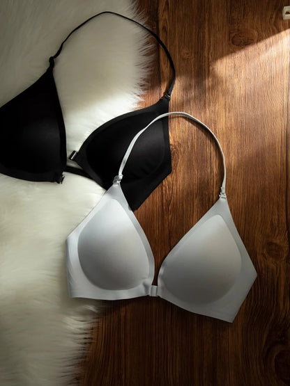 Women 3 Ways Wear Halter Beauty Back Bra Summer Thin Strap Wireless Side Collect Support Anti-Sag Soft Padded Daily Lingerie
