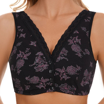 Bra Cotton Women Wire Free Bras Front Closure Brassiere Female Confortable Underwear Big Size 52BC 50BC Cup