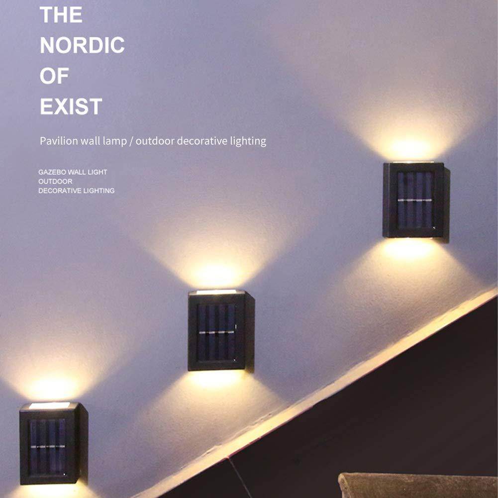 Solar Solar Wall Light Exterior Porch Lights Fence Fixture Deck Patio Decor Water Resistant Modern Sconce for Outdoor Backyard Garden (Pack of 1)
