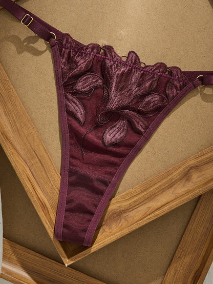 Brownish RedBra Set Double Layer Design No Skin Irritation Comfortable Underwear Women's Fashion Color Block Bralette