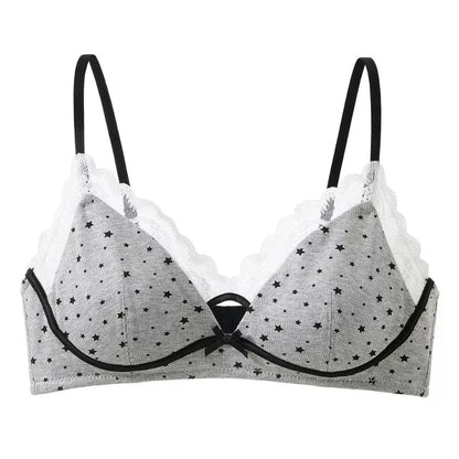 Women Wireless Bra Set Soft Support Push Up For Small Breast Anti Sag Anti Spill Sweet Girl Style Seamless Brassiere Lingerie