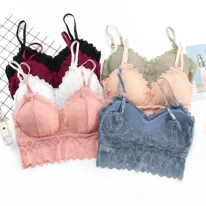 Women's Bra Set Sexy Beauty Back Tops Lace Push-up Bras and Panty Sets Wire Free Lingerie Solid Padded Intimates Underwear