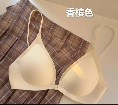 Women 3 Ways Wear Halter Beauty Back Bra Summer Thin Strap Wireless Side Collect Support Anti-Sag Soft Padded Daily Lingerie