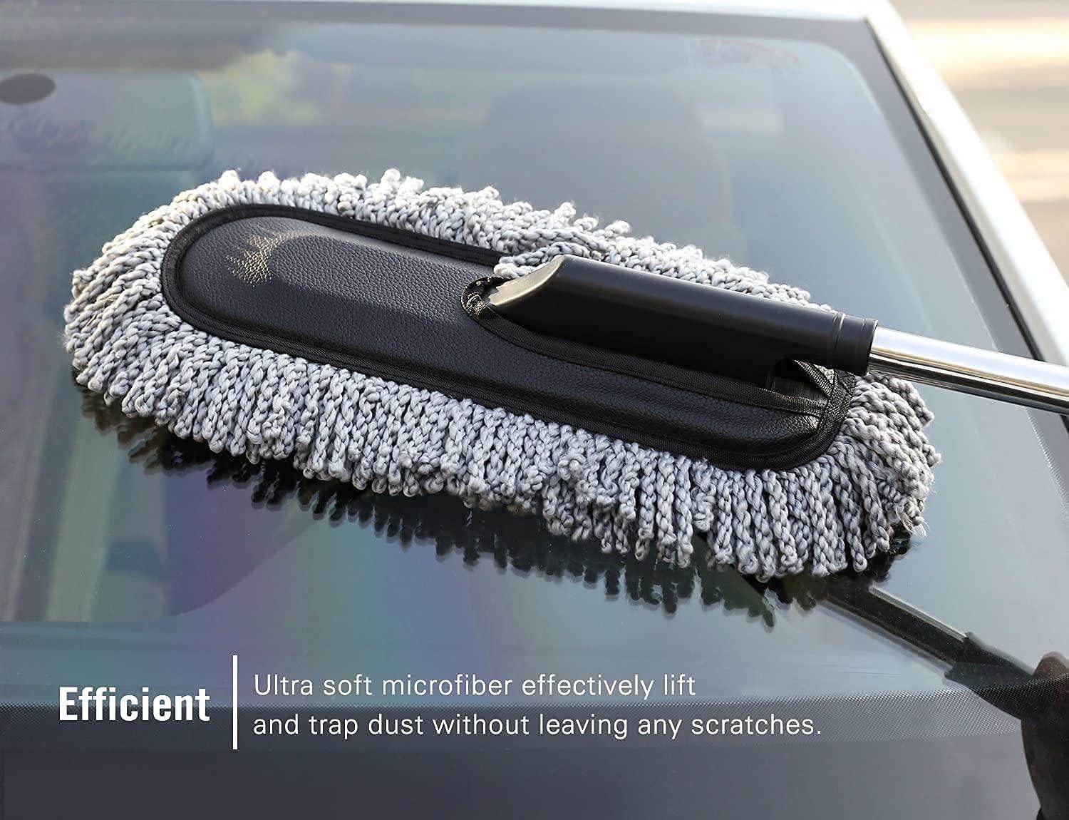 Microfiber Car Cleaning Soft Brush Ideal as Mop Duster, Washing Brush with Long Handle, Dust Cleaner Car Wash Brush with Handle, Soft Brush Scratch Free.