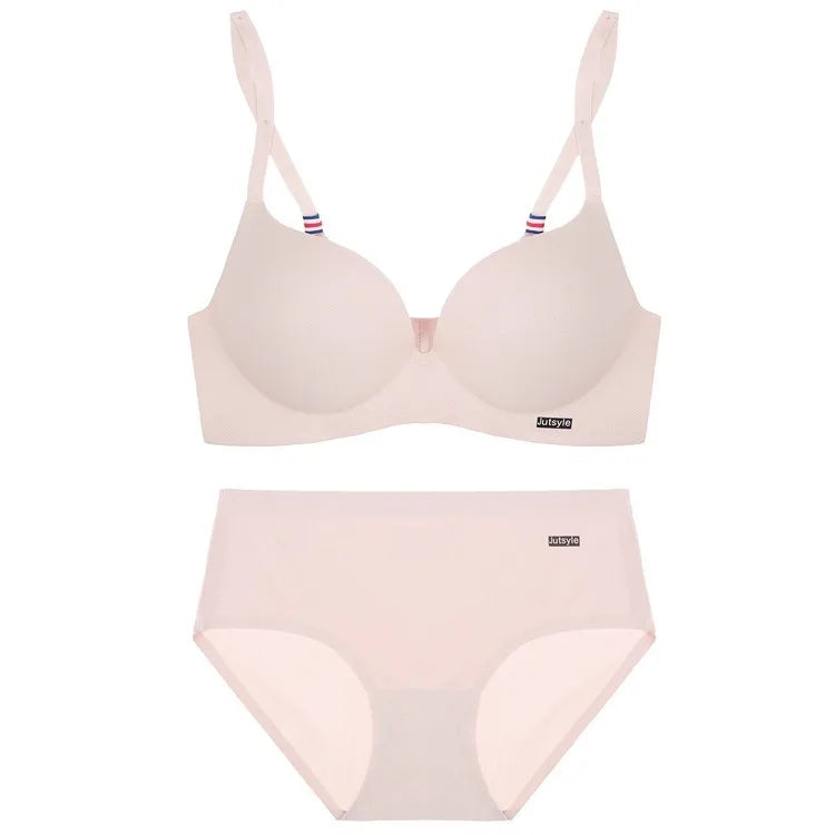 ZXYOUPING Wireless Ice Silk No Steel Ring Seamless Bra Set Women Push Up Bra Beautiful Back Sexy Bra Underwear Comfortable Seaml