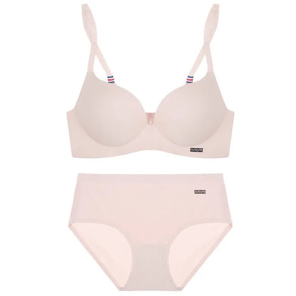 ZXYOUPING Wireless Ice Silk No Steel Ring Seamless Bra Set Women Push Up Bra Beautiful Back Sexy Bra Underwear Comfortable Seaml