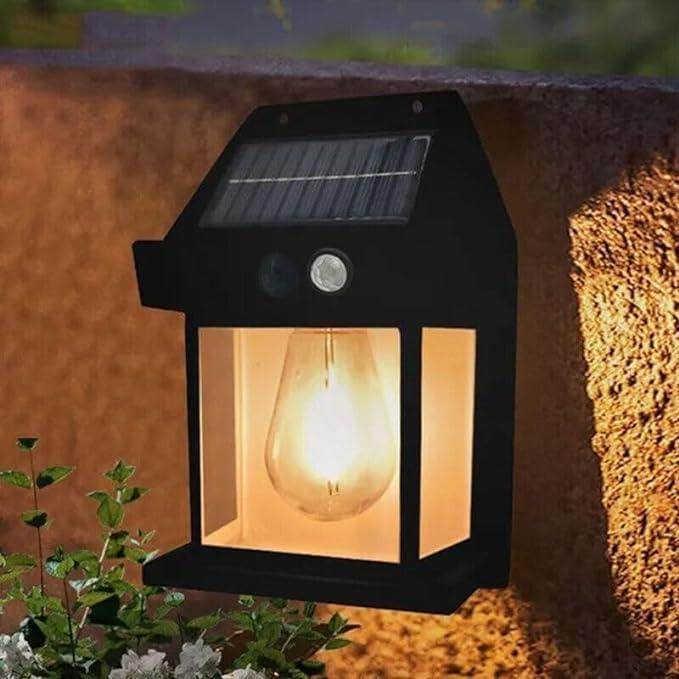 Solar Wall Lights Outdoor, Wireless Outdoor Solar Lamp Fixture, Solar Wall Lantern with 3 Modes & Motion Sensor, Waterproof Exterior Lighting (Home Lamp 1 PCS )