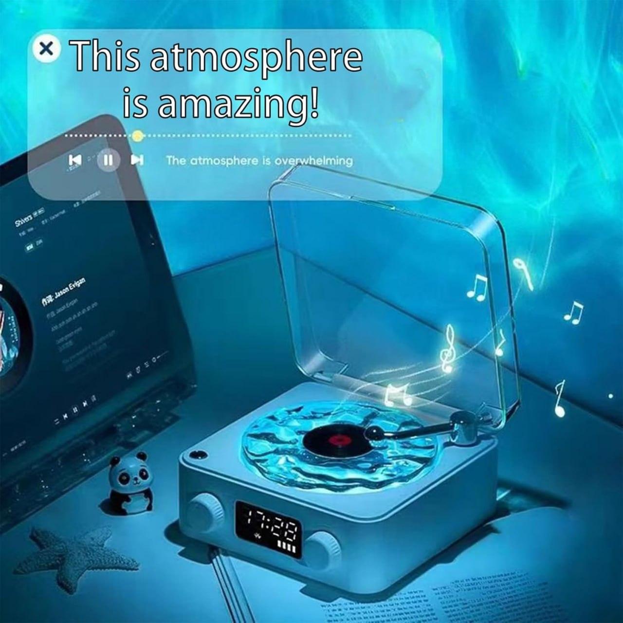 GARDINO Retro-style Wireless waves vinyl Bluetooth Speaker for Sea White Noise with Bedroom Clock & Ambience Light, A Great Gift Suited for Computer Desktop