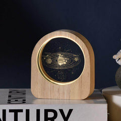 Crystal Ball Night Lamp with Wooden Frame, USB Powered System, 3D LED Sphere for Home and Office Décor