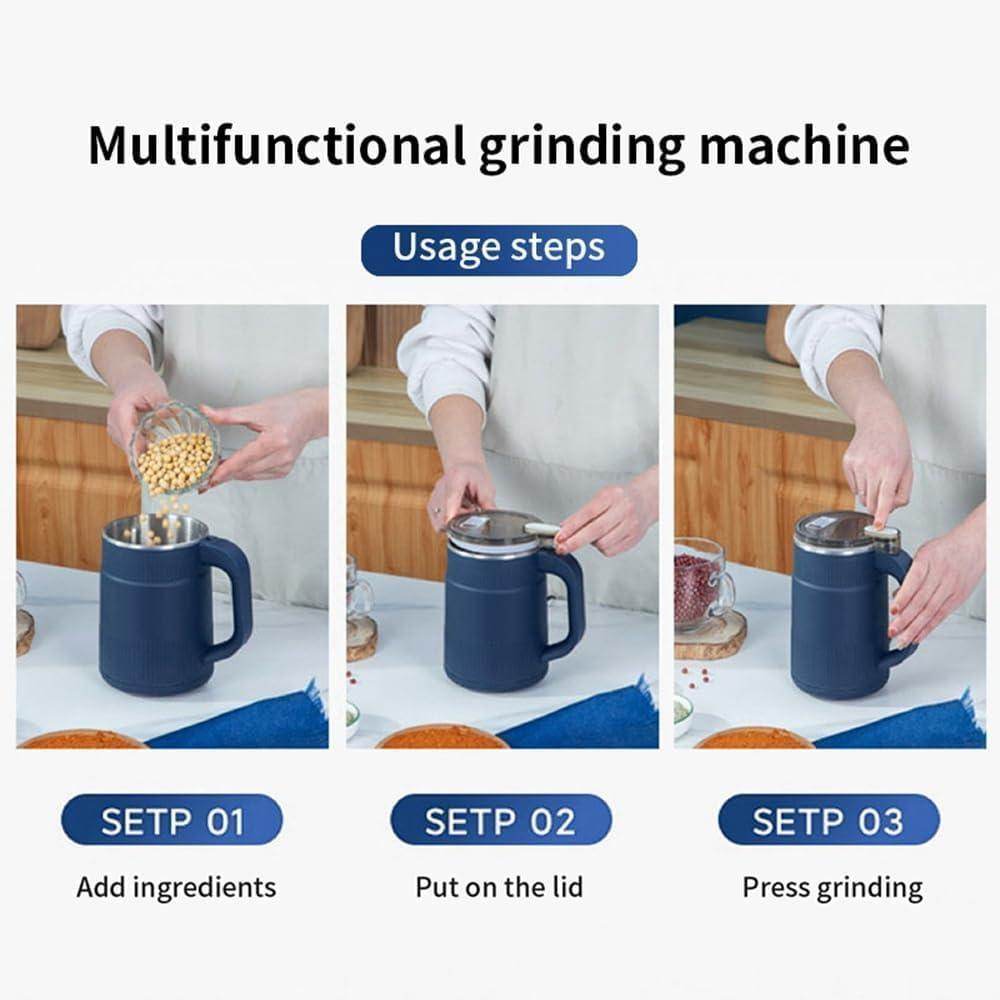 Portable Electric Spice Grinder with Handle | Stainless Steel Grain Mill for Coffee Beans, Spices & Cereals