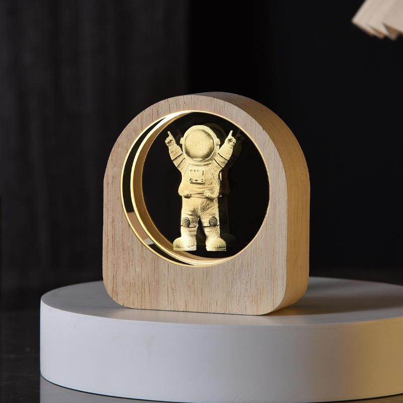 Crystal Ball Night Lamp with Wooden Frame, USB Powered System, 3D LED Sphere for Home and Office Décor