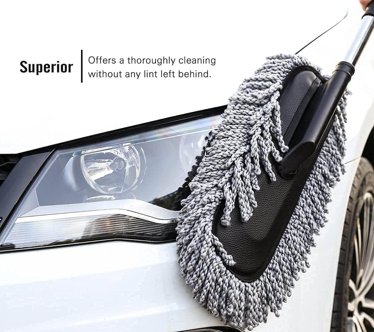 Microfiber Car Cleaning Soft Brush Ideal as Mop Duster, Washing Brush with Long Handle, Dust Cleaner Car Wash Brush with Handle, Soft Brush Scratch Free.