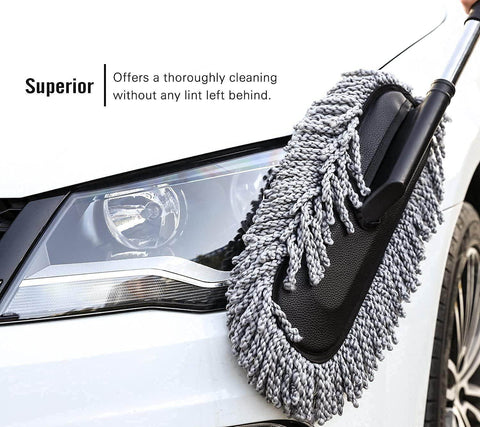 Microfiber Car Cleaning Soft Brush Ideal as Mop Duster, Washing Brush with Long Handle, Dust Cleaner Car Wash Brush with Handle, Soft Brush Scratch Free.