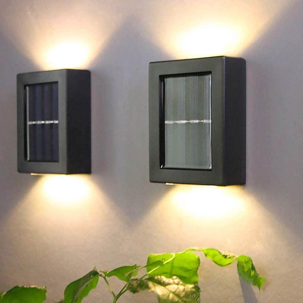 Solar Solar Wall Light Exterior Porch Lights Fence Fixture Deck Patio Decor Water Resistant Modern Sconce for Outdoor Backyard Garden (Pack of 1)