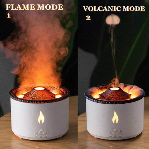 Ultrasonic Essential Oil Diffuser with Flame & Volcano Effect - Remote Control, 2 Mist Modes, 2 Timer Settings, Auto Shut-Off - Aromatherapy Air Humidifier for Home, Office, Spa