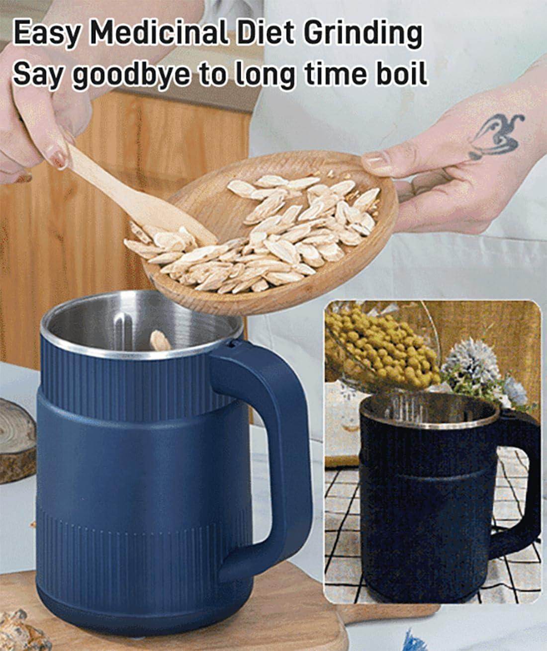 Portable Electric Spice Grinder with Handle | Stainless Steel Grain Mill for Coffee Beans, Spices & Cereals