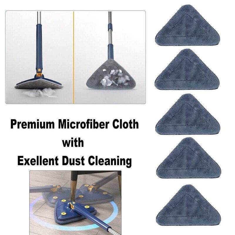 360 Degree Rotatable Adjustable Triangle Cleaning Mop with Stainless Steel Long Handle Push-Pull Squeezing Cleaning Mop Dry & Wet Mop Floor Windows Ceiling