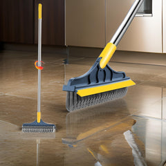 2-in-1 Bathroom Cleaning Brush with Floor Scrubber & Wiper 120 Rotating Head Long Handle Perfect for Cleaning Hard Floors
