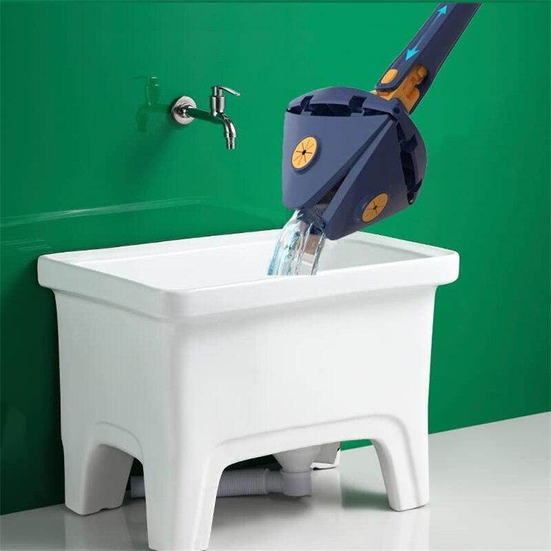 360 Degree Rotatable Adjustable Triangle Cleaning Mop with Stainless Steel Long Handle Push-Pull Squeezing Cleaning Mop Dry & Wet Mop Floor Windows Ceiling