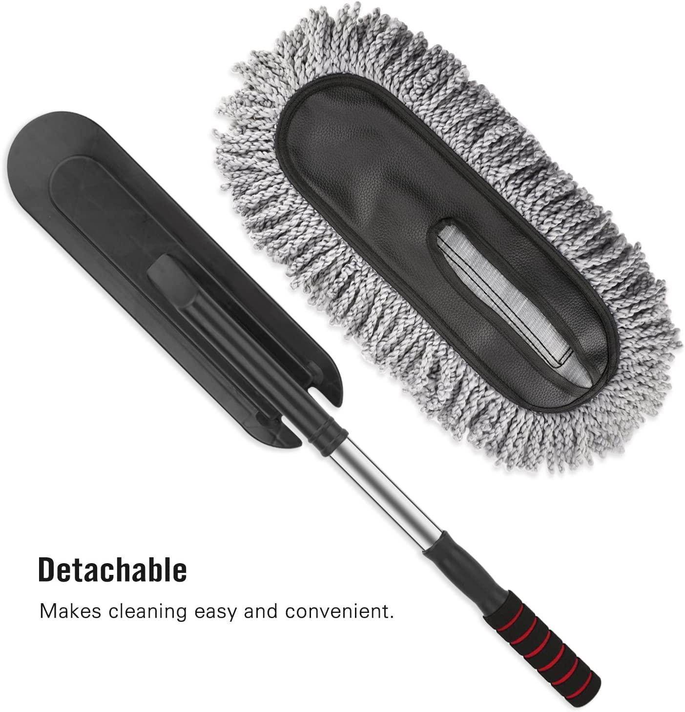 Microfiber Car Cleaning Soft Brush Ideal as Mop Duster, Washing Brush with Long Handle, Dust Cleaner Car Wash Brush with Handle, Soft Brush Scratch Free.